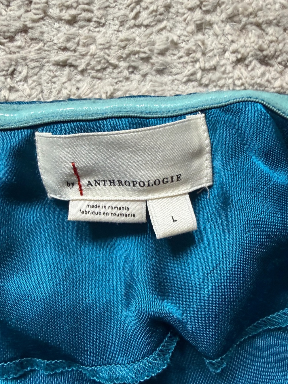 By Anthropologie Satin Square-Neck Flutter Strap Slip Dress size Large - Picture 5 of 6